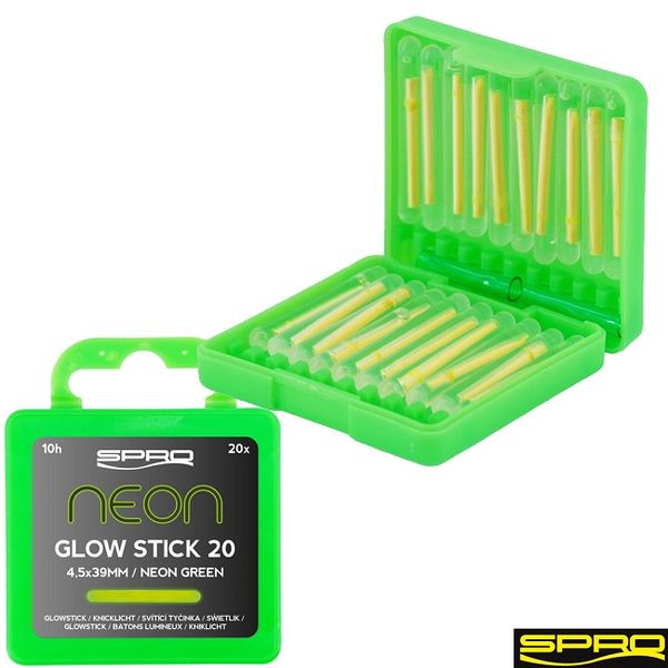 Chemické svetlo Spro Neon Glow Stick Green 4,5 x 39 mm (20ks)