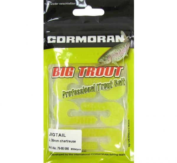 Cormoran Gumená Nástraha Big Trout Jigtail Chartreuse 38mm 8ks
