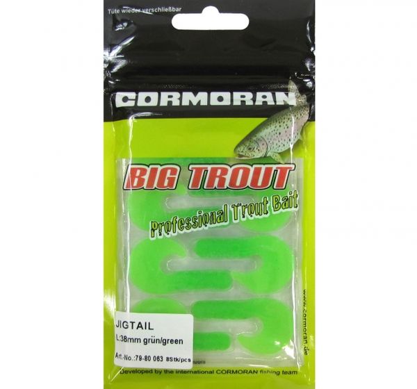 Cormoran Gumená Nástraha Big Trout Jigtail Grun/Green 38mm 8ks