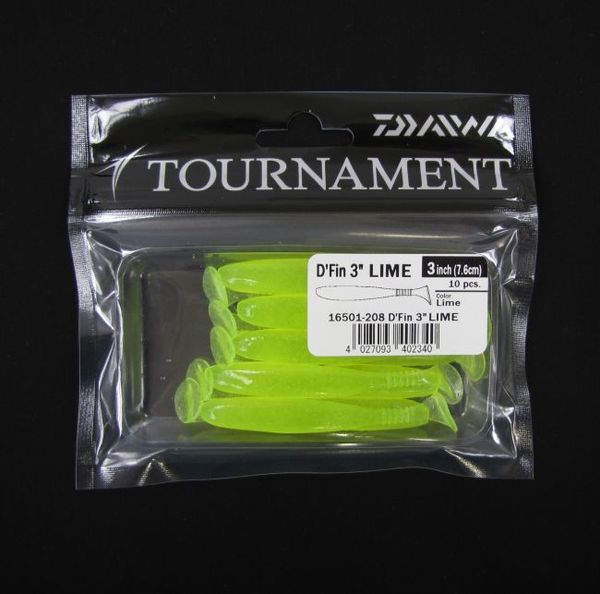 Daiwa Gumená Nástraha Tournament D Fin Lime 10ks 7,6cm
