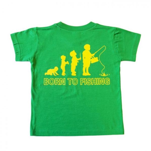 Detské tričko Doc Born To Fishing 110cm/4 roky - zelená