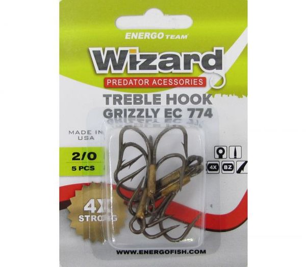 Energofish Trojháčiky Wizard Grizzly EC774 2/0-5ks hnedé