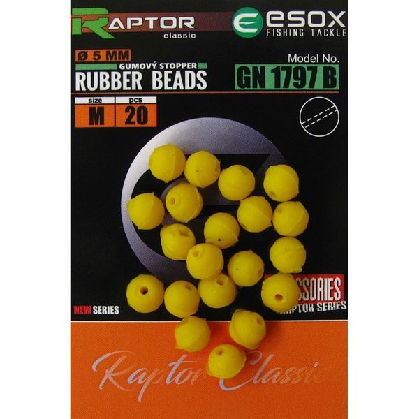Esox Raptor Rubber Beads 5mm 20ks Yellow