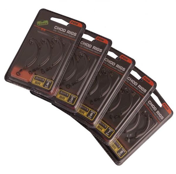 FOX Edges ready tied chods inc ring swivel size 4 SR barbed 30lb x 3