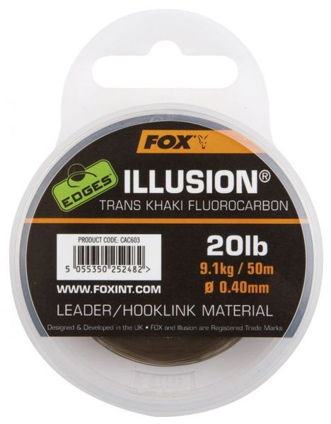 FOX Illusion Fluorocarbon Leader 0,40mm 20lb/9,1kg/50m Trans Khaki