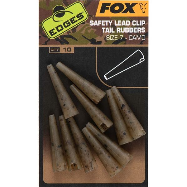 Fox Prevleky Edges Camo Safety Lead Clip Tail Rubbers veľkosť 7 (10 ks)