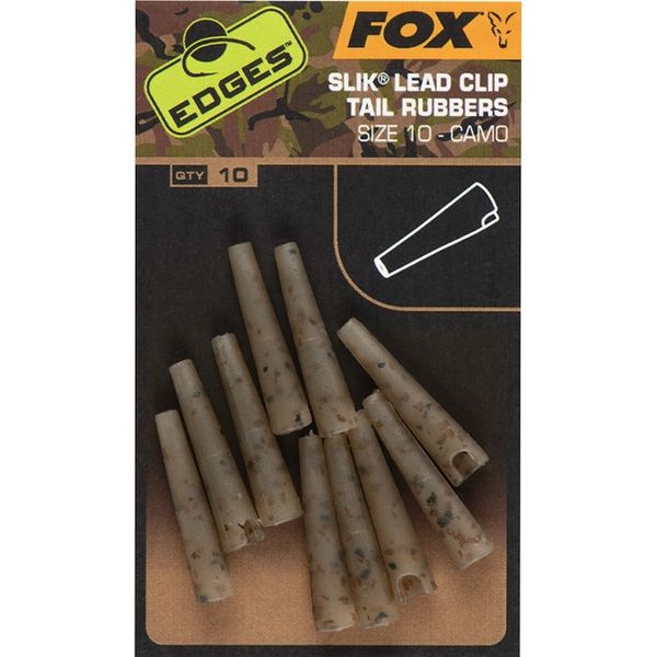 Fox Prevleky Edges Camo Slik Lead Clip Tail Rubbers veľkosť 10 (10 ks)