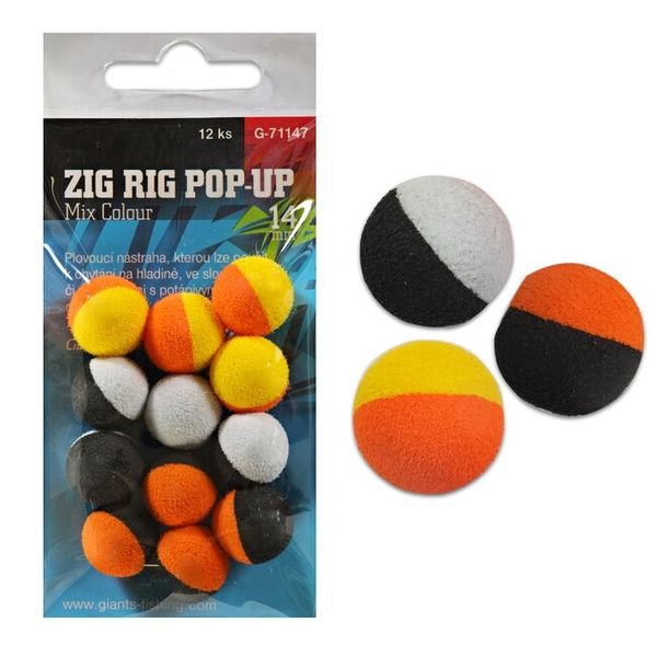 Giants Fishing Penové boilie Zig Rig Pop-Up Mix colour 14mm/12ks