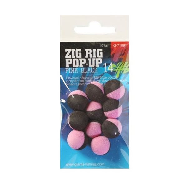 Giants Fishing Penové boilie Zig Rig Pop-Up pink-black10mm/10ks