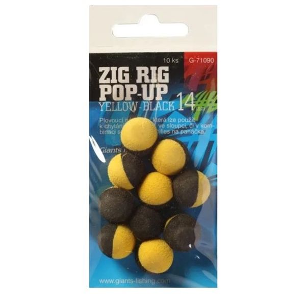 Giants Fishing Penové boilie Zig Rig Pop-Up yelow-black10mm/10ks