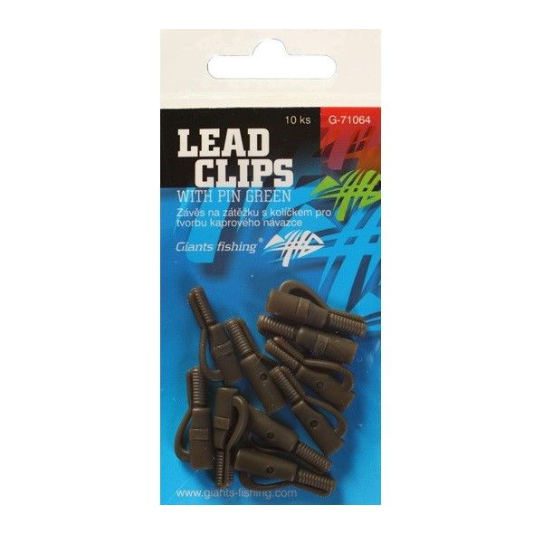 Giants Fishing Záves na olovo Lead clips with pin Green/10ks