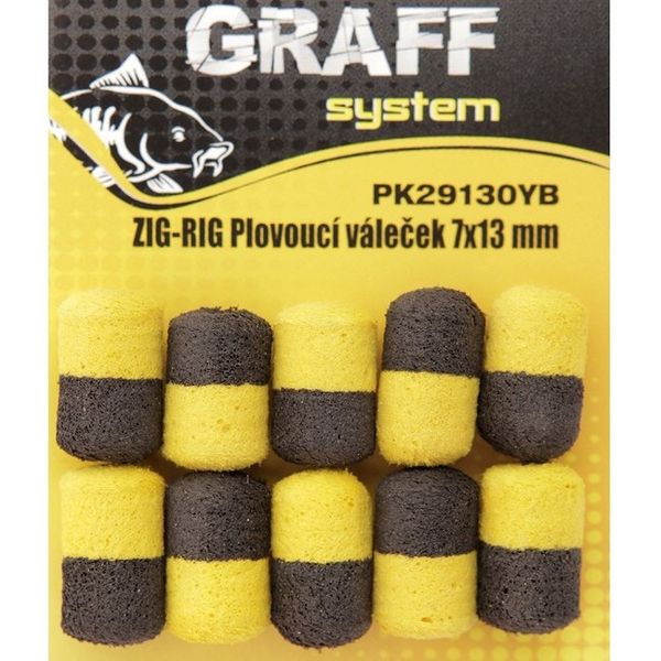 Graffishing ZIG-RIG valčeky 7x13mm 10ks žltá-čierna