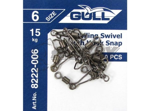 Gull Rolling Swivel With Hook Snap 8222-003 Veľ.3/23kg/10ks