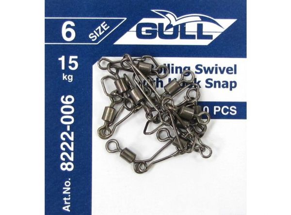 Gull Rolling Swivel With Hook Snap 8222-006 Veľ.6/15kg/10ks