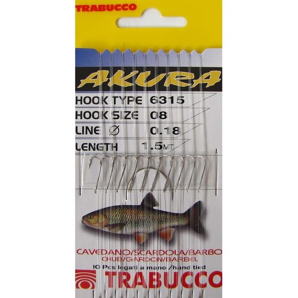 Háčiky Trabucco AKURA 6315 Chub v.10 0,14mm 1,5m 10ks