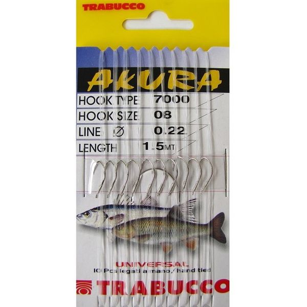 Háčiky Trabucco AKURA 7000 Universal v.10 0,18mm 1,5m 10ks