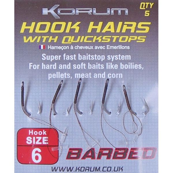 Korum Hook Hairs with Quickstops v.6 5ks