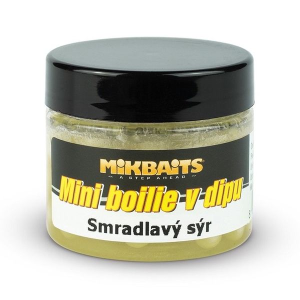 MikBaits Mini Boilie v Dipe Smradlavý Syr 50ml