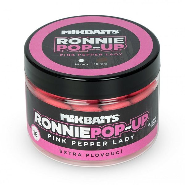 Mikbaits Ronnie PopUp boilies Pink Pepper Lady 16 mm 150 ml