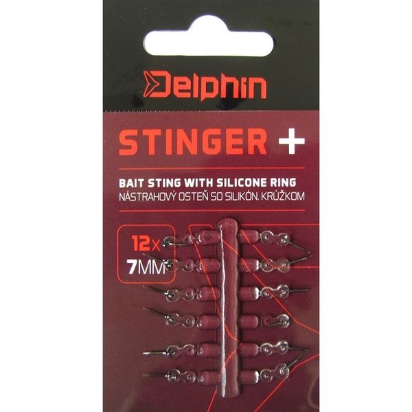 Nástrahový osteň Delphin STINGER+ so silikónovým krúžkom 7mm 12ks čierny