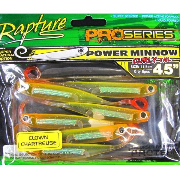 Rapture Pro Series Power Minnow Curly Tail Clown Chartreuse 11,5cm 6ks