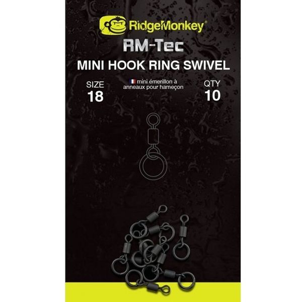 RidgeMonkey Obratlík RM-Tec Mini Hook Ring Swivel veľ.18/10ks