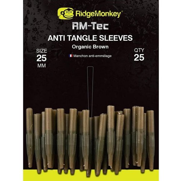 RidgeMonkey RM-Tec Anti Tangle Sleeves 25mm Hnědý 25ks