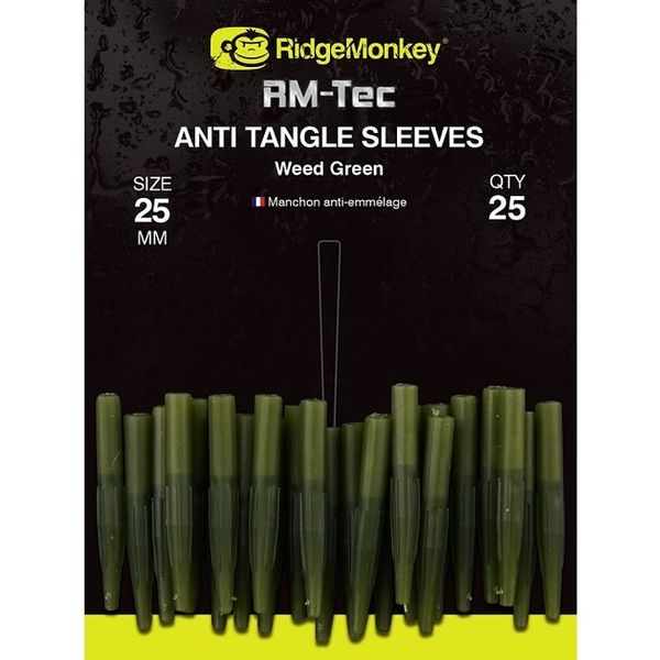 RidgeMonkey  RM-Tec Anti Tangle Sleeves 25mm Zelený 25ks