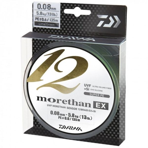 Šnúra Daiwa Morethan 12 Braid EX+Si 0,12mm/10,2kg/135m Lime green
