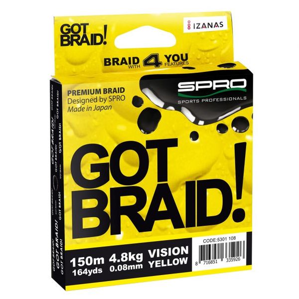 Šnúra Spro Got Braid 0,10mm/6,1kg/150m Vision Yellow