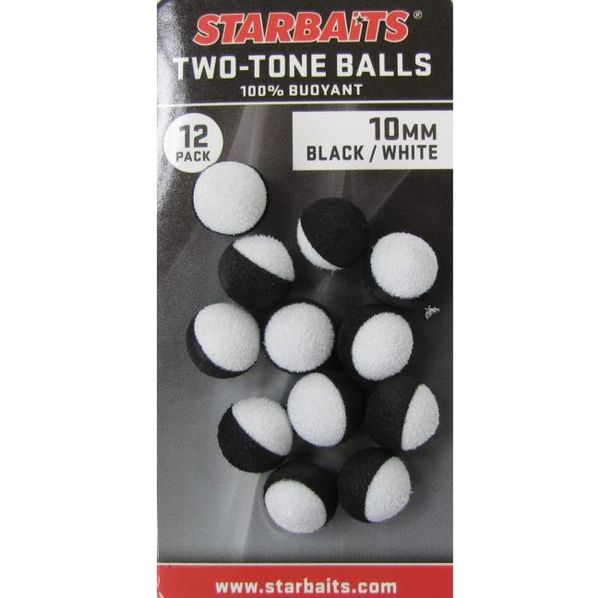 StarBaits Two Tones Balls 10mm čierna/biela Pop-Up 12ks
