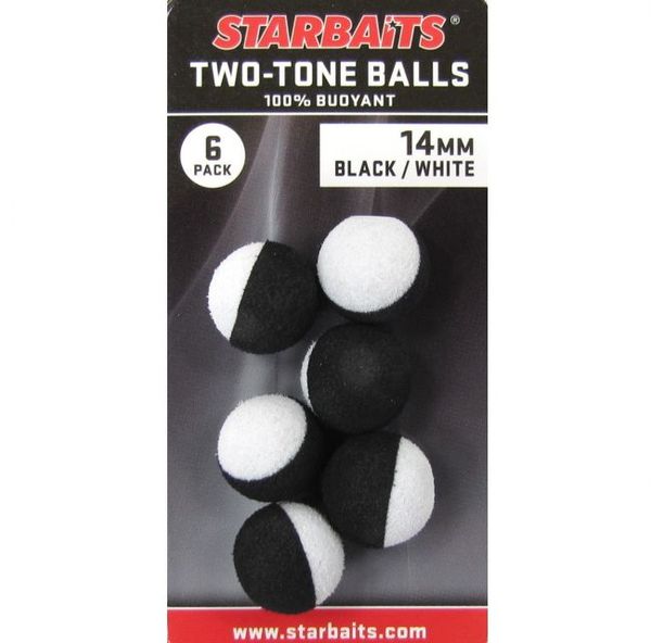 StarBaits Two Tones Balls 14mm čierna/biela Pop-Up 6ks