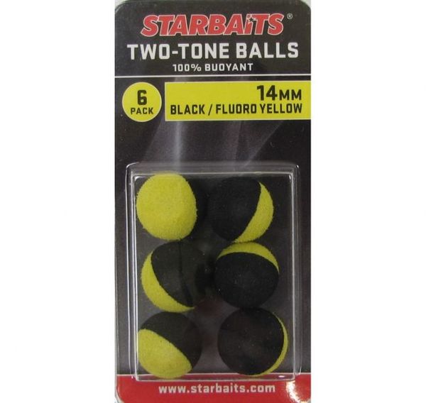 StarBaits Two Tones Balls 14mm čierna/žltá Pop-Up 6ks