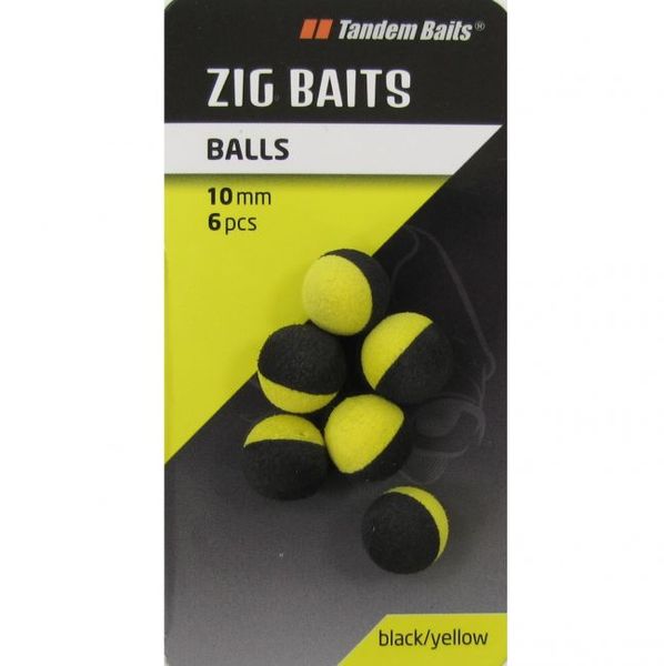 Tandem Baits Zig-Balls 10mm/6ks/čiero-žlté