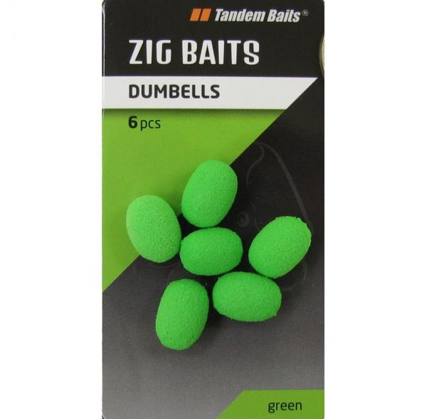 Tandem Baits Zig-Dumbells 6ks/zelené