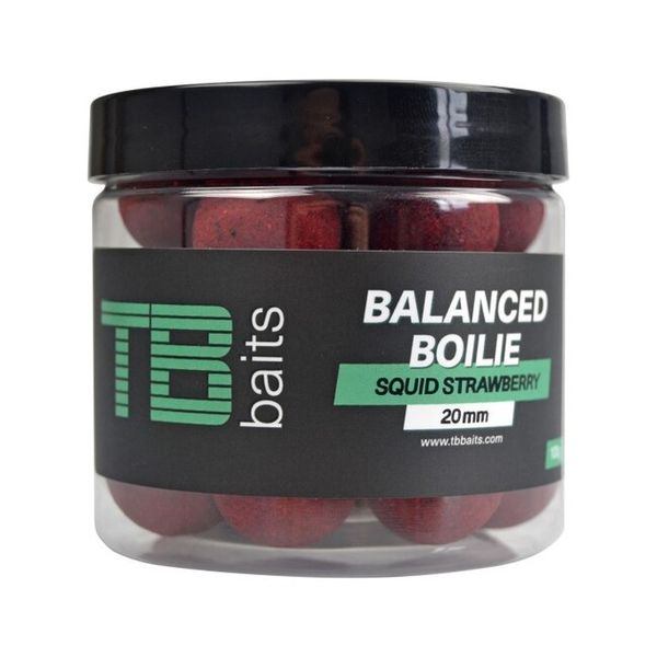TB Baits Vyvážené Boilie Balanced + Atraktor GLM Squid Strawberry 16 mm 100 g